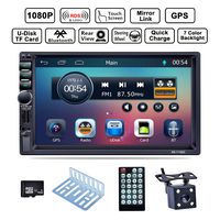 LSLYA Bluetooth Car Radio, Auto Radio Dual 2 Din Car Stereo Screen Bluetooth 7 '' GPS Navigation Touch MP5/TF/SD/USB/Media Player Steering Wheel Control/FM/AM/RDS Tuner and HD Radio,Black