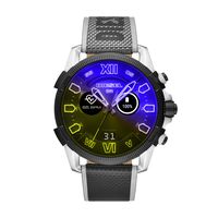 Diesel On Men's Full Guard 2.5 Touchscreen Stainless Steel and Nylon Smartwatch, Black and Yellow Iridescent crystal-DZT2012