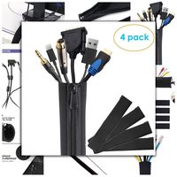 Cable Management Sleeves with Zipper, Wire Cover, 4 Pack, 20", Neoprene Cable Organizer Wrap Flexible Cord and Wire Hider, DIY kit, Cord Sleeves for TV, Computer, Office, Cubicle, Home Entertainment