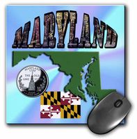 3dRose LLC 8 x 8 x 0.25 Inches Mouse Pad, State Map/Flag of Maryland (mp_55456_1)