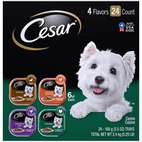 CESAR Soft Wet Dog Food Classic Loaf in Sauce Poultry Variety Pack, (24) 3.5 oz. Easy Peel Trays with Real Chicken, Turkey or Duck