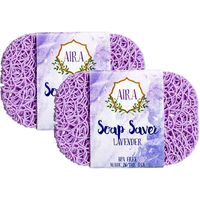 Aira Soap Saver - Soap Dish & Soap Holder Accessory - BPA Free Shower & Bath Soap Holder - Drains Water, Circulates Air, Extends Soap Life - Easy to Clean, Fits All Soap Dish Sets - Lavender 2 Pack