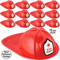 Anapoliz Kids Firefighter Hat | 12 Pcs Plastic Fire Hats for Kids | Double Axe Fire Chief Theme Party | Fun, Safe, Soft Firefighter Helmet Costume Dress Up Accessory