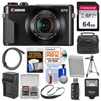 Canon PowerShot G7 X Mark II Wi-Fi Digital Camera with 64GB Card + Case + Flash + Battery & Charger + Tripod + Strap + Kit