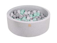 MEOWBABY 35 x 11.5 in /200 Balls Included ∅ 2.75in Foam Ball Pit for Baby Kids Soft Round Ball Pool Children Toddler Playpen Made in EU Light Grey: Mint/Grey/White