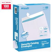 100 9 x 12 SELF Seal Security White Catalog Envelopes - 28lb - Security Tinted, Ultra Strong Quick-Seal, 9 x 12 inch (38100)