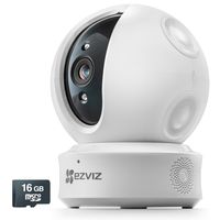 EZVIZ ez360 1080p HD Pan/Tilt/Zoom WiFi Home Security Camera-Auto Motion Tracking, Night Vision, Two-Way Audio and 16GB microSD Card pre-Installed (White) (16GB mSD Card)