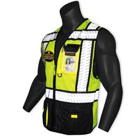 KwikSafety (Charlotte, NC) SPECIALIST (Multi-Use Pockets) Class 2 ANSI High Visibility Reflective Safety Vest Heavy Duty Solid/Mesh and with zipper HiVis Construction Surveyor Work Mens Black X-LARGE