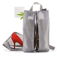 Hakels Shoe Bags for Travel Water-Resistant Storage Organizer Mesh Packing Pouch, for Men Women, Grey Medium Pack of 2