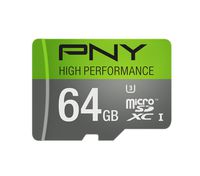 PNY U3 High Performance 64GB High Speed MicroSDXC Class 10 UHS-I, up to 60MB/sec Flash Memory Card (P-SDUX64U360G-GE)