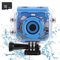 Waterproof Kids Camera with 2.0 Inch LCD Display 12MP HD Action ESHOWEE Underwater Children Camera Camcorder with 32G SD Card for 4-12 Blue