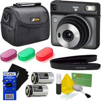 Fujifilm instax Square SQ6 Instant Film Camera (Graphite Gray) + 3 Color Filters + Carrying Case + 2 Batteries + Strap + HeroFiber Ultra Gentle Cleaning Cloth