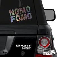 NOMO FOMO - 8" wide cut vinyl silver GLITTER decal - For Macbook, laptop, tablet, car, truck, SUV and more!