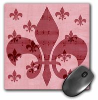 3dRose LLC 8 x 8 x 0.25 Inches Mouse Pad, Pink Musical French Fleur De Lis (mp_123342_1)