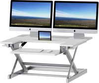 SHW Height Adjustable Sit to Stand Desk Riser Converter Workstation, White