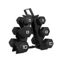 WF Athletic Supply Dumbbell Set with Storage Rack (46 LB Black Neoprene Dumbbell Set)