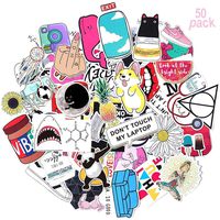 Waterproof Stickers for Water Bottle Hydroflask Laptop Computer Phone Car Bike Luggage Skateboard Guitar Book Teen Kid Girl Gift (50 Pack)