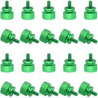 Powlankou 20 Pieces 6#-32 Computer Case Screws, Anodized Aluminum Thumbscrews, Fully Threaded Knurled Thumbscrews, Thumb Screws (Green)