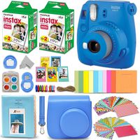 Fujifilm Instax Mini 9 Instant Camera Cobalt Blue + Fuji INSTAX Film (40 Sheets) + Accessories Kit Bundle + Custom Case with Strap + Assorted Frames + Photo Album + 60 Colorful Sticker Frames + More