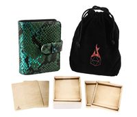 Forged Dice Co Spellbook of Incantations (Mystical Dragon Skin Edition) Spellbook Card Holder & Deck of Dry Erase Cards with Velvet Storage Bag - Storage for D&D Spell Book Monster Magic Item Cards