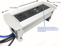 Pwr Plug Connectivity Box Power Hub Module Conference Table in-Desk Media Center 3-USB 1-HDMI 1-Data 1-Phone Jack, Grommet UL Listed (Silver - NetBox)