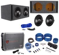 2 Hifonics HFX12D4 12" 1600w Car Subwoofers+Vented Sub Box+Mono Amplifier+Wires