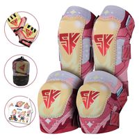 Innovative Soft Kids Knee and Elbow Pads with Bike Gloves | Toddler Protective Gear Set w/Mesh Bag& Sticker | Roller-Skating, Skateboard Knee Pads ((Hero Edition) The Flame, Small (2-4 Years))