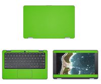 decalrus - Protective Decal for Asus ChromeBook Flip C213SA (11.6" Screen) Laptop Green Carbon Fiber Skin Skins Decal for case Cover wrap CFasusChrmbk11_C213Green