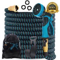 Gardguard 100ft Expandable Garden Hose: Water Hose with 9 Function Nozzle and Durable 3-Layers Latex, Flexible Water Hose with Solid Brass Fittings, Best Choice for Watering and Washing