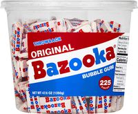 Bazooka Individually Wrapped Bubble Gum, Original Flavor, Nostalgia Retro Candy, 225Count Bulk Tub