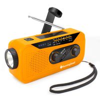 【Upgraded】 Emergency Weather Solar Crank Radio with Earphone Jack and Charging Indicator, 2000mAh Battery Powered AM/FM/NOAA Radio for Camping and Emergency(Orange)