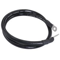 2 gauge heavy duty tinned copper marine battery cable BLACK (06 ft, 3/8" & 5/16" lugs)