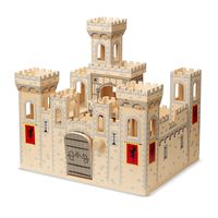 Melissa & Doug Folding Medieval Wooden Castle (Pretend Play Set, Drawbridge and Turrets, 27" H x 15.25" W x 17.5" L, Great Gift for Girls and Boys - Best for 3, 4, 5, and 6 Year Olds)