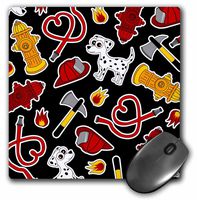 3dRose LLC 8 x 8 x 0.25 Inches Mouse Pad, Cute Fireman Firefighter Love Pattern Black (mp_165912_1)