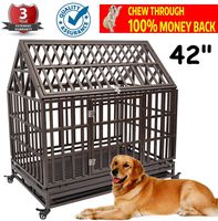 TQ PET Roof Dog Cage Crate Kennel 42'' Heavy Duty Large Homestead Serise Large Dogs Patent Lock, Tray Four Wheels, Update