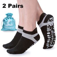 Muezna Non Slip Yoga Socks for Women, Anti-Skid Pilates, Barre, Bikram Fitness Socks with Grips, Size 5-10