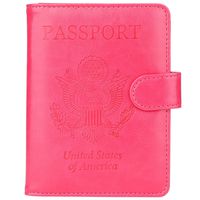 GDTK Leather Passport Holder Cover Case RFID Blocking Travel Wallet (Rose Red)