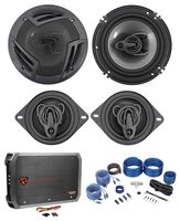 (2) Rockville RV6.3A 6.5" Speakers+(2) 3.5" Speakers+4-Channel Amplifier+Amp Kit