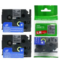 2/Pack LM Tapes - Premium 3/4" Black Print on Silver Label Compatible with Brother TZe-941 P-Touch Tape and Comes with a Free Tape Color/Size Guide for Easy reordering. 18mm 0.7 Laminated