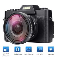 Digital Camera Camcorder Vlogging Camera Video Camcorder YouTube Webcam for Live Streaming 30.0MP 3.0 Inch 180 Degree Rotation Flip Screen, KOMERY Interchangeable-Lens Digital Cameras, 2 Batteries