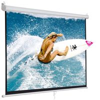 SUPER DEAL 120'' Projector Screen Projection Screen Manual Pull Down HD Screen 1:1 Format for Home Cinema Theater Presentation Education Outdoor Indoor Public Display
