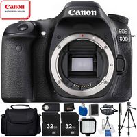 Canon EOS 80D DSLR Camera Body Bundle with Carrying Case and Accessory Kit (10 Items)
