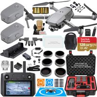 DJI Mavic 2 Zoom Drone Quadcopter with DJI Smart Controller (W/Touch Screen Display) and Fly More Kit Combo Bundle; Comes w/ 3 Batteries, Zoom Camera, Rugged Carry Case & Must Have Accessories