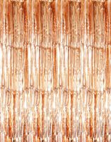 GOER 3.2 ft x 9.8 ft Metallic Tinsel Foil Fringe Curtains for Party Photo Backdrop Wedding Decor (3 Packs,Champagne Gold)