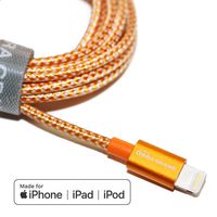 Tera Grand - Apple MFi Certified - Lightning to USB Braided Cable with Aluminum Housing, 7 Feet iPhone 11 Pro Max 11 Pro 11 XS XS Max XR 8 8 Plus 7 7 Plus iPad Pro Air Mini iPod (Orange & White)