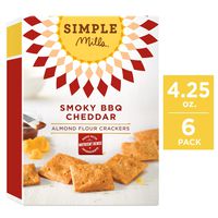 Simple Mills Almond Flour Crackers, Smoky BBQ Cheddar, 4.25 Ounce (Pack of 6)