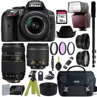 Nikon D5300 DSLR Camera with AF-P DX NIKKOR 18-55mm f/3.5-5.6G VR and Tamron AF 70-300mm f/4-5.6 Di LD Macro Lens for Nikon DSLR + Nikon Gadget Bag & Accessory Bundle