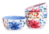 Bico Flower Carnival Soup Bowls Set of 4, Ceramic, 26oz, for Pasta, Salad, Cereal, Soup & Microwave & Dishwasher Safe