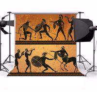 AOFOTO 6x6ft Ancient Roman Gladiator Fighting Mural Photography Studio Backdrop Man Power Violence Vintage Fresco Photo Shoot Background Retro Wall Painting Video Props Boy Kid Adult Artistic Portrait