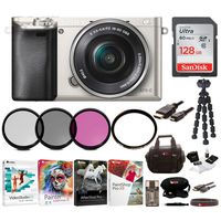 Sony Alpha a6000 Mirrorless Camera [Silver] w/ 16-50mm Lens & 128 GB SD Bundle